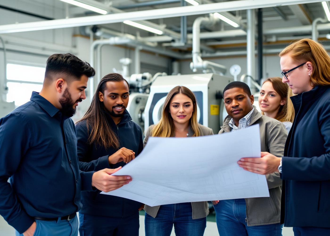 Norvex engineers reviewing technical drawings