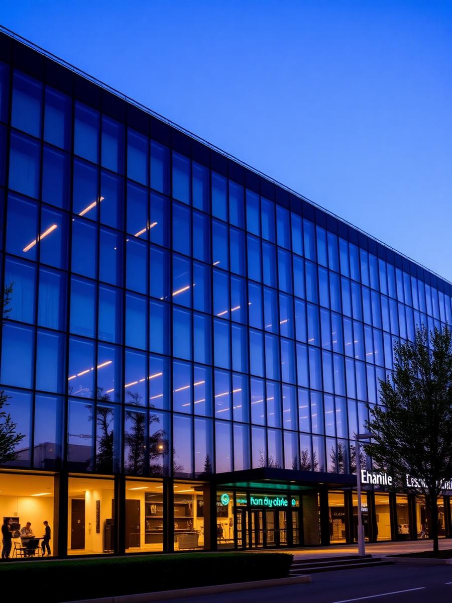 Norvex headquarters at blue hour