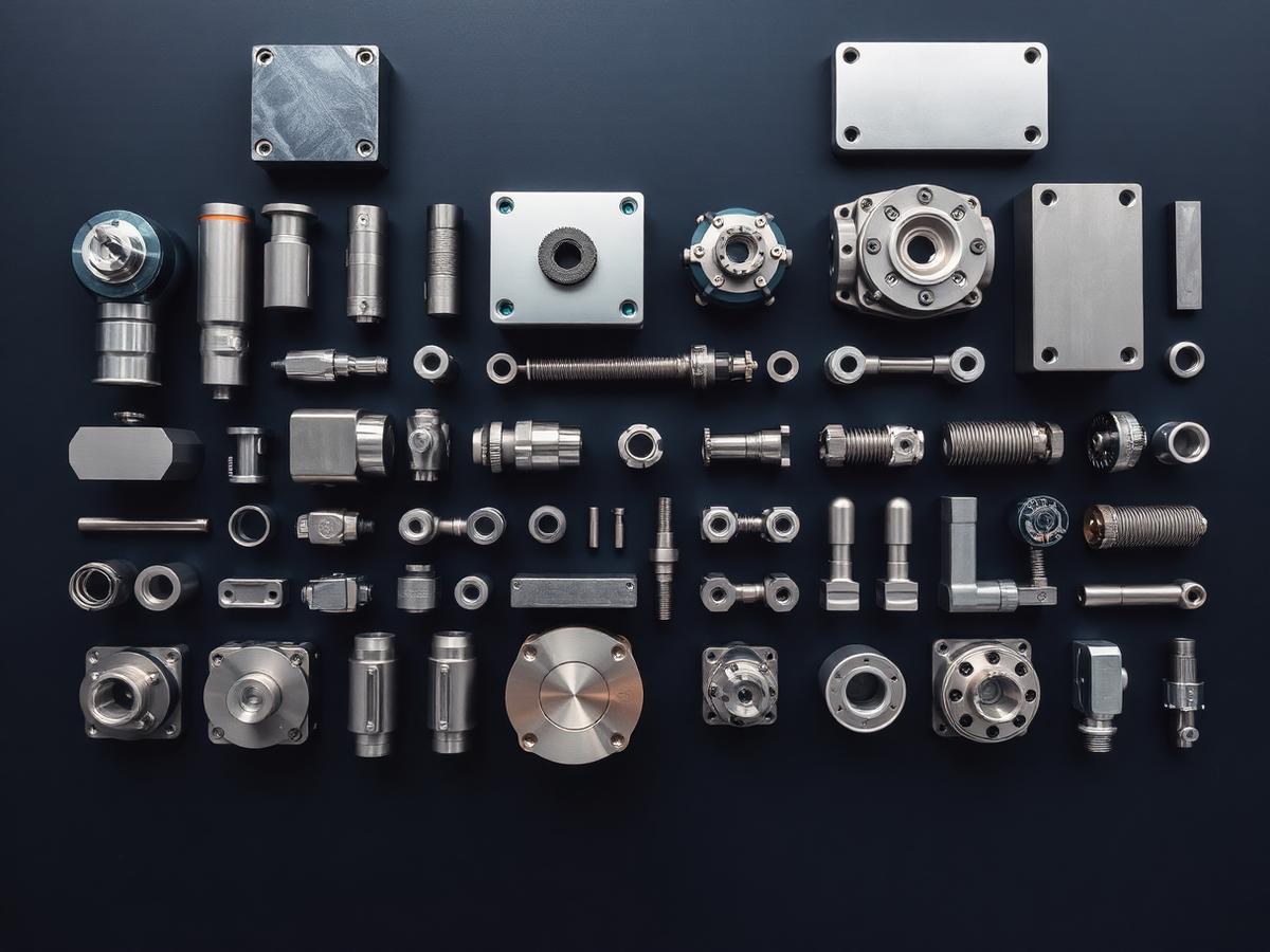 Machined components laid out for inspection