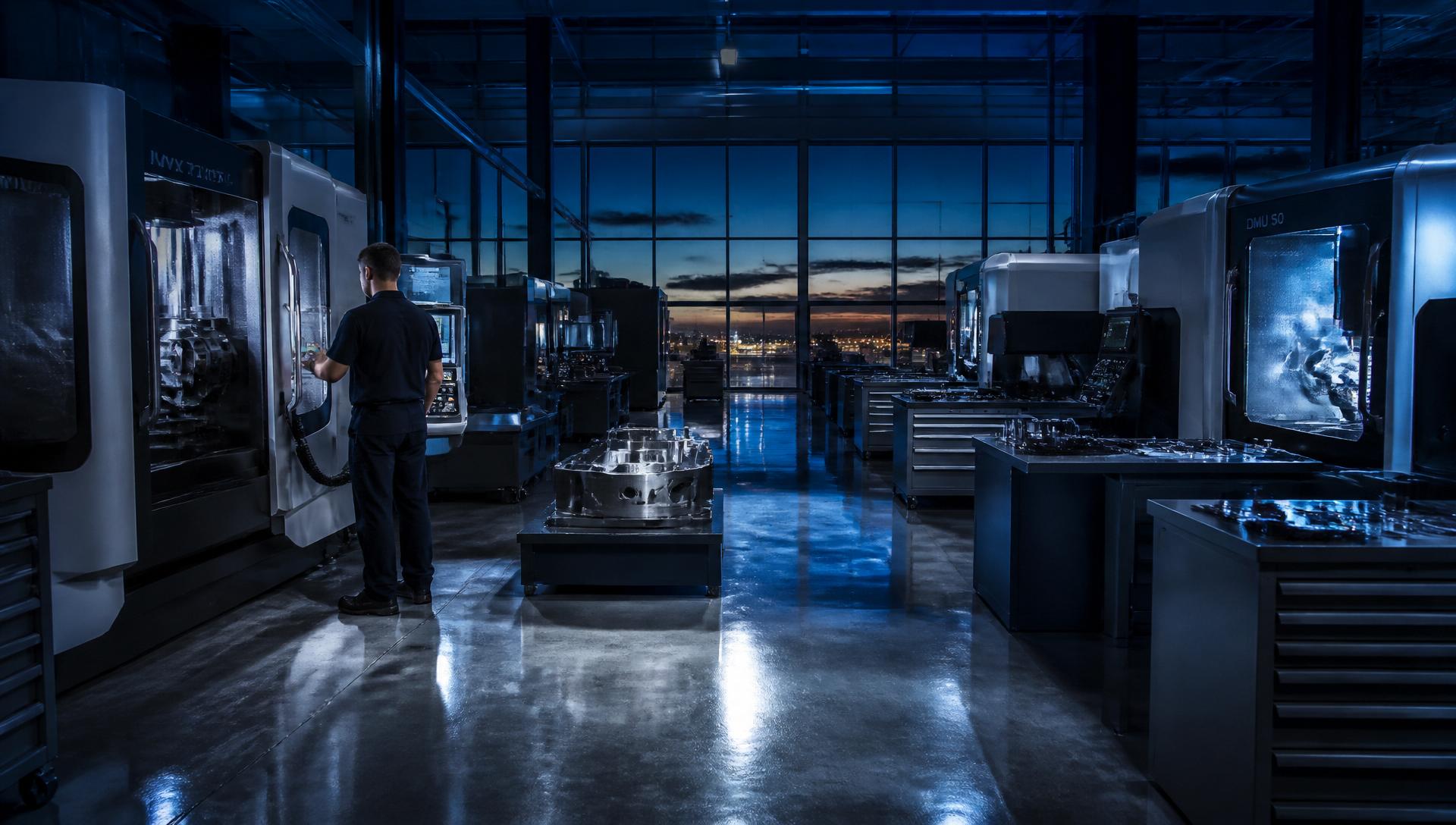 Norvex Precision machining floor at dusk